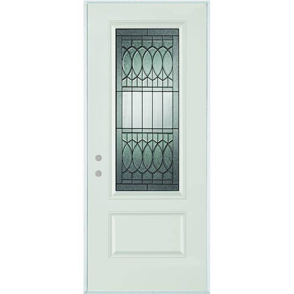 Stanley Doors 36 in. x 80 in. Nightingale Patina 3/4 Lite 1-Panel Painted White Right-Hand Inswing Steel Prehung Front Door