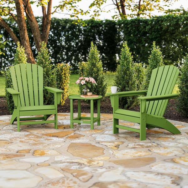 POLYWOOD Grant Park Lime 3-Piece Plastic Traditional Curveback Adirondack Patio Conversation Set
