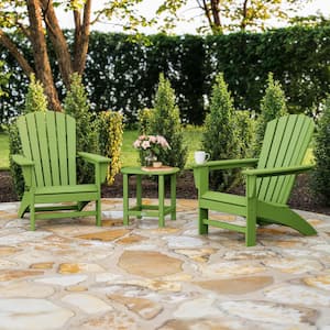 Grant Park Lime 3-Piece Plastic Traditional Curveback Adirondack Patio Conversation Set