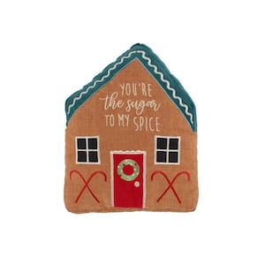 Merry and Bright Gnome for the Holidays Multi-Color Christmas Gingerbread House 12 in. x 16 in. Throw Pillow