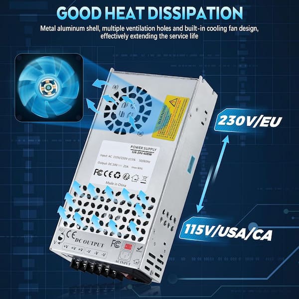 YICHUHAOXI 24V 25A 600W DC Switching Power Supply Universal