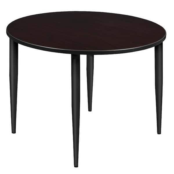 Regency Trueno 48 in. L Round Mocha Walnut and Black Wood Tapered Leg Table (Seats-4)