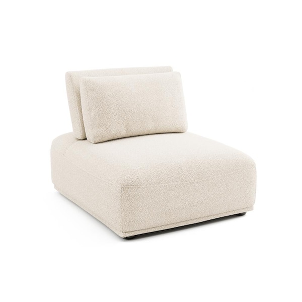 Fairwind 37 in. Armless Boucle Fabric Rectangle Modular Extendable Back Sofa in Beige