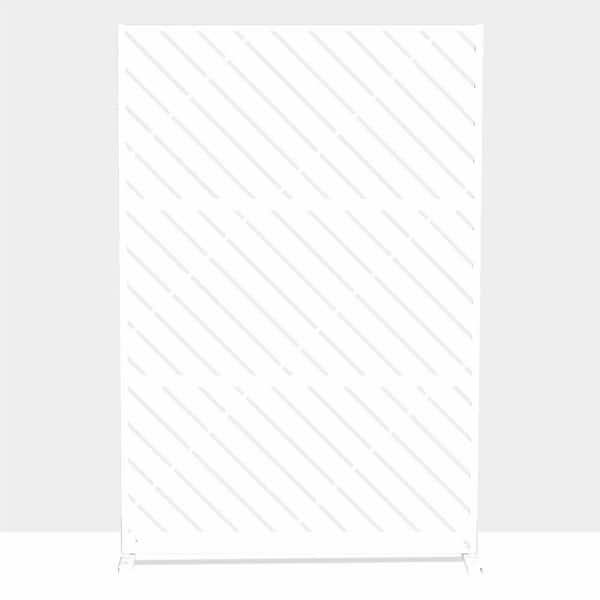 3.92 ft. x 6 ft. Outdoor and Indoor Freestanding Metal Flat Framed Privacy Screen, Fence Panels in White