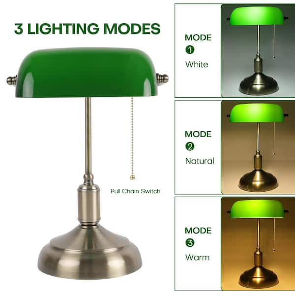 Brass Dark Green Bankers Lamp Touch