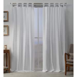 Loha Winter White Solid Light Filtering Braided Tab Top Curtain, 54 in. W x 96 in. L (Set of 2)