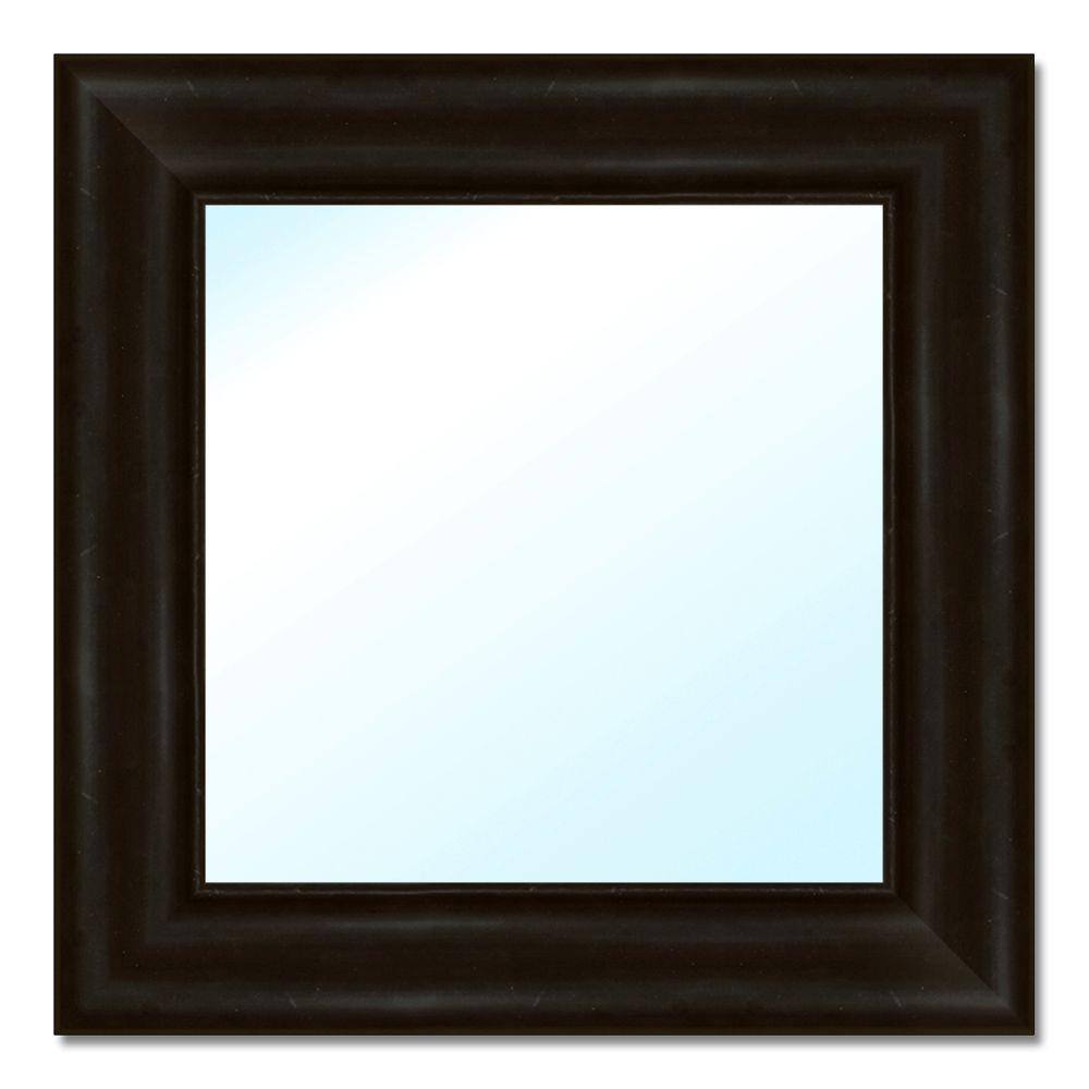 Small Square Black Hooks Classic Mirror (17.5 in. H x 17.5 in. W)