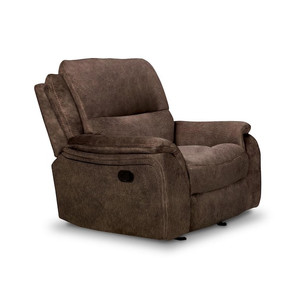 Furniture of America Dinne Dark Brown Polyester Glider Recliner Chair with Armrests