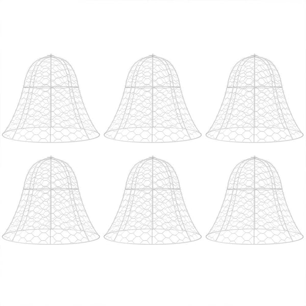 Misopily 16 in. x 13 in. Garden Chicken Wire Cloche, Stackable Animal Plant Protectors, 6 Pack of Metal Crop Cages, White
