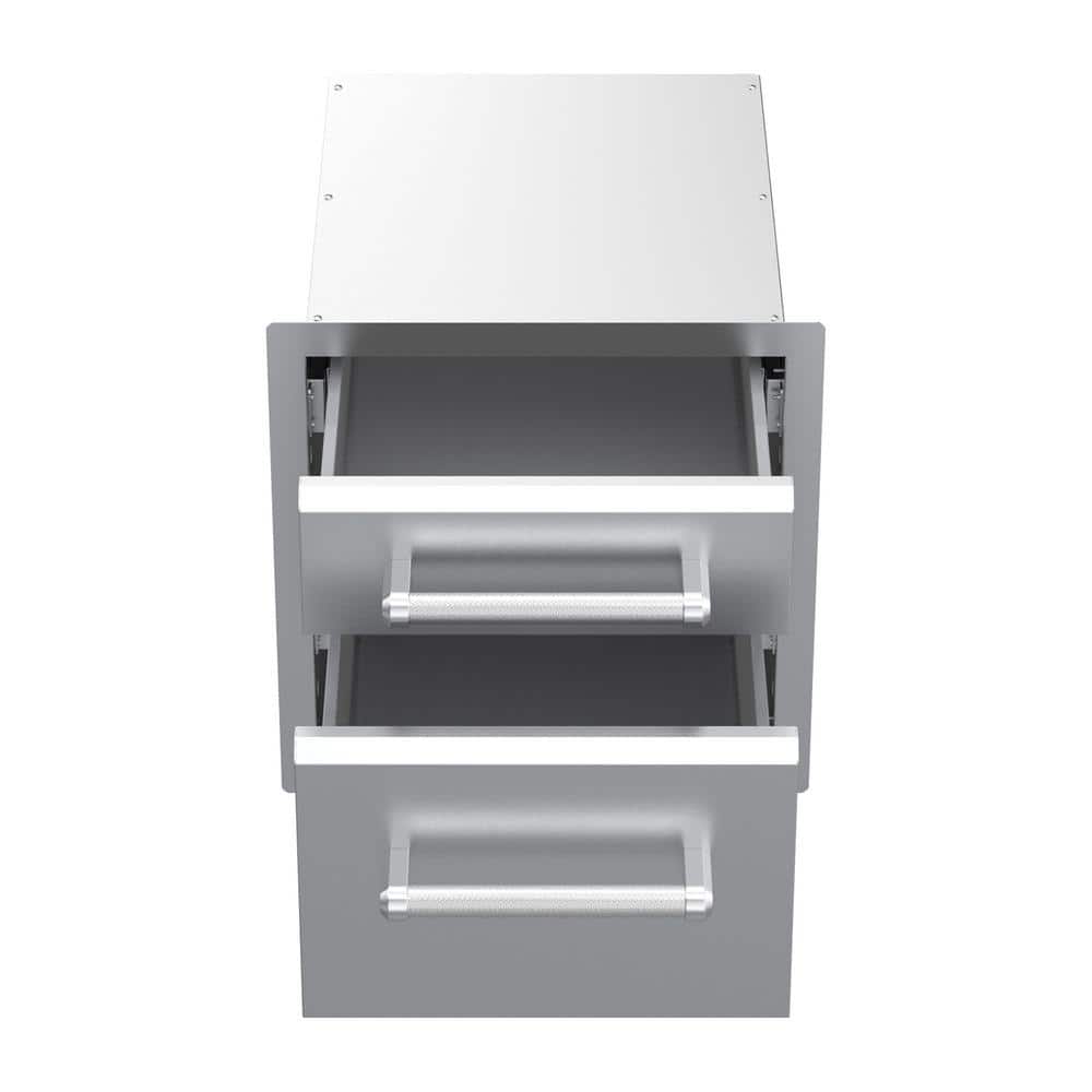 Stainless Steel Vertical Double Drawer Outdoor Kitchen Unit