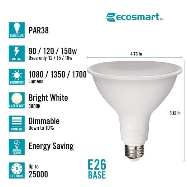 90/120/150-Watt Equivalent PAR38 3-Way Energy Star and Dimmable Spot LED Light Bulb Bright White (2-Pack)