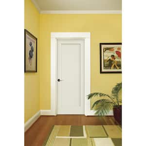 30 in. x 80 in. 1 Panel Madison White Right-Hand Smooth Solid Core Molded Composite MDF Single Prehung Interior Door