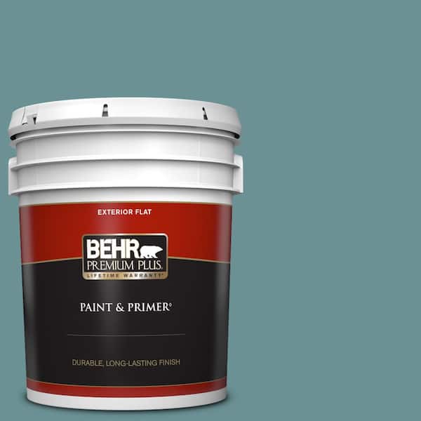 BEHR PREMIUM PLUS 5 gal. #T15-16 Blue Clay Flat Exterior Paint & Primer