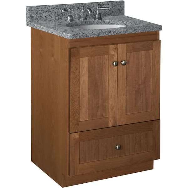 Simplicity by Strasser Shaker 24 in. W x 21 in. D x 34.5 in. H Bath Vanity Cabinet without Top in Medium Alder