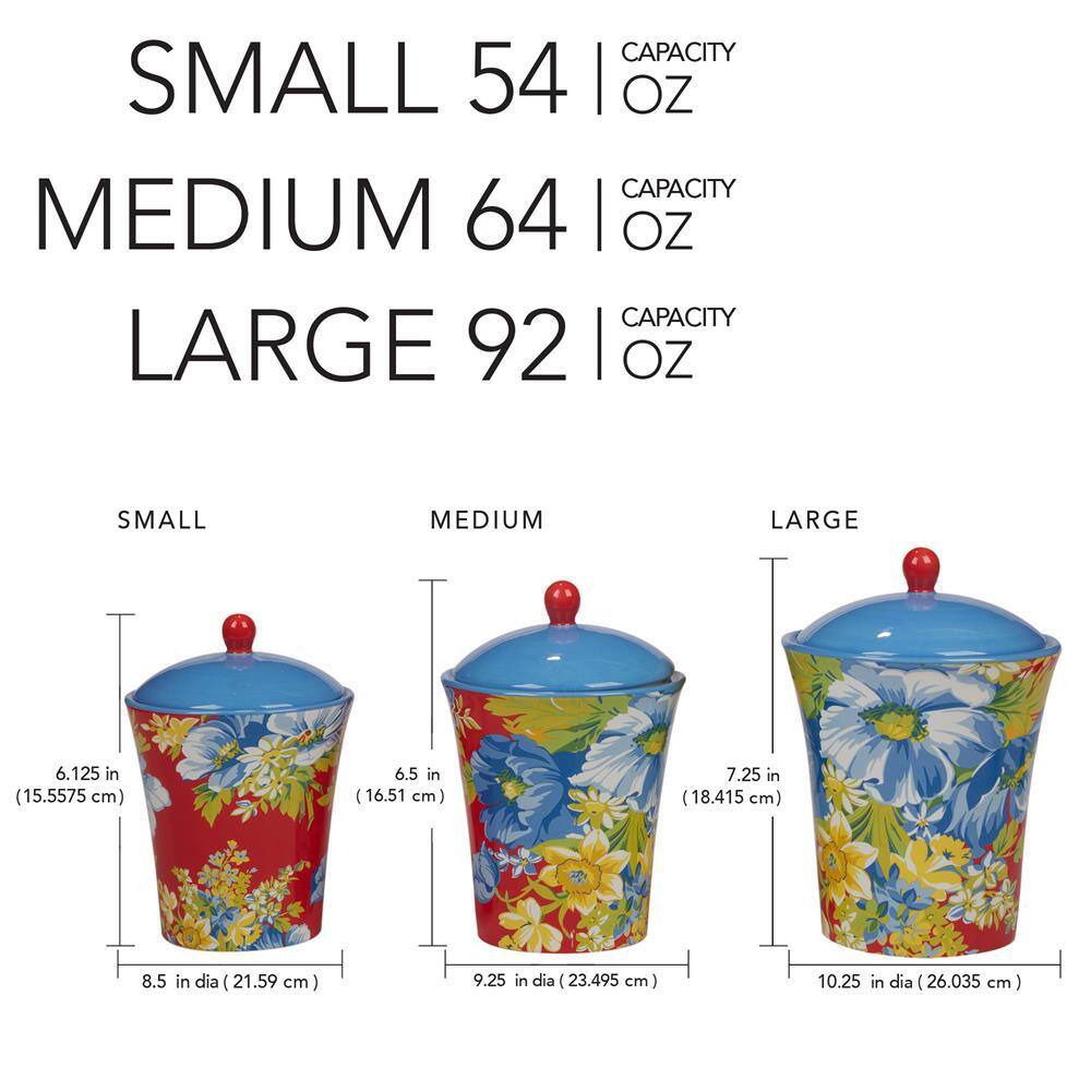 Bohemian Floral Multicolor Earthenware Kitchen Canisters Set