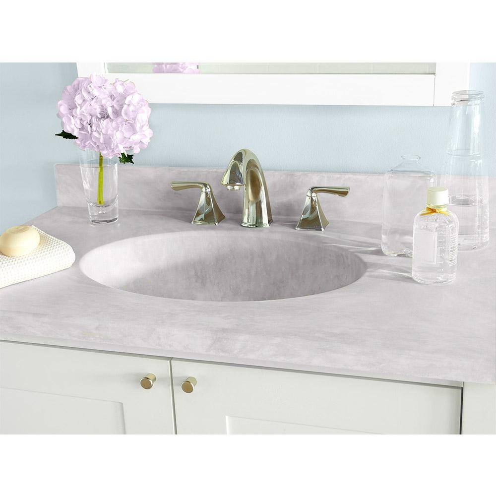 Ice Gray Solid Surface Single Sink Vanity Top with Backsplash