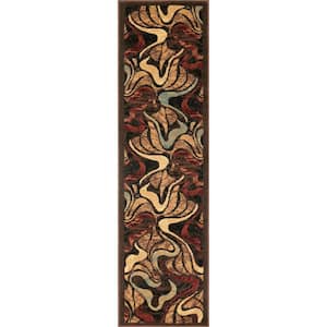 Catalina Black/Brown 2 ft. x 7 ft. Abstract Runner Rug