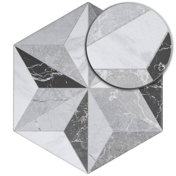 MOLOVO Iris Gray Hexagon 7.7 in. x 8.9 in. Matte Porcelain Marble 