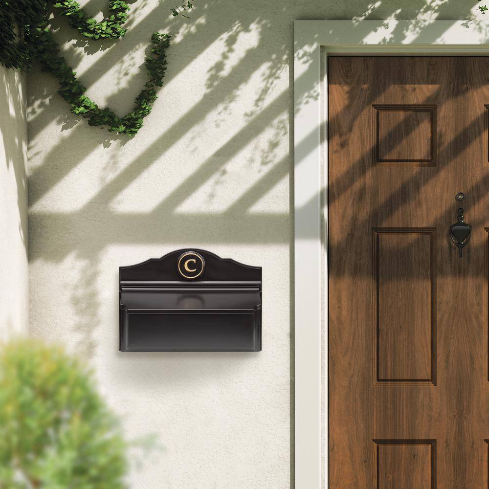 Black and Gold Aluminum Colonial Wall Mounted Mailbox