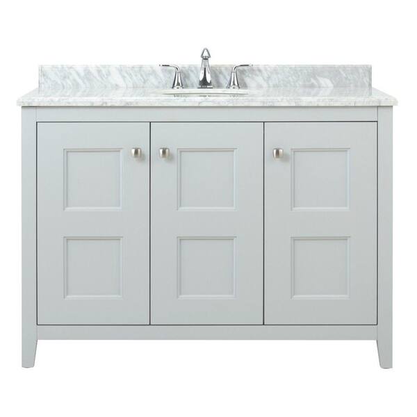 Home Decorators Collection Union Square 48 in. W x 22 in. D Bath Vanity in Dove Grey with Natural Marble Vanity Top in Grey and White