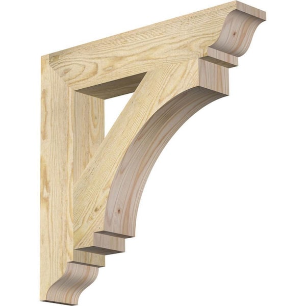 Ekena Millwork 4 in. x 22 in. x 22 in. Douglas Fir Imperial Traditional Rough Sawn Bracket