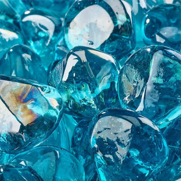 Tahitian Blue 1 In Fire Glass Diamonds, Fire Pit Crystals Home Depot