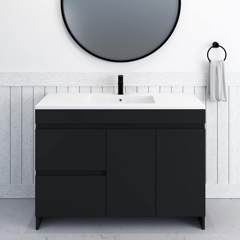 Mace 48 in. W x 20 in. D x 35 in. H Single-Sink Bath Vanity Left Side Drawers in Black with Acrylic Integrated Top price history on PriceWatchPro