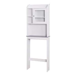 23-1/4 in. W x 7-1/2 in. D x 68-1/10 in. H White Wooden Over the Toilet Space Saver Organization Bathroom Shelf