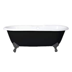 Classic 66 in. Cast Iron Oil Rubbed Bronze Double Ended Clawfoot Bathtub with 7 in. Deck Holes in Black