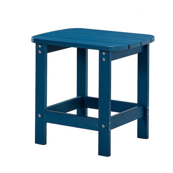 JAYDEN CREATION Emma Navy Rectangle Plastic 18.2 in. Outdoor Side Table with Extension