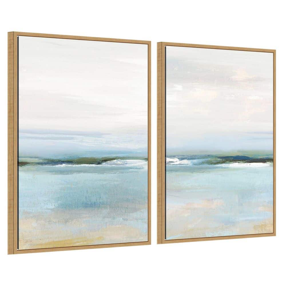 Calm Coastal Morning Scene by PI Studio 2 Piece Floater Frame Abstract Canvas Wall Art 48 in. W x 33 in. H price history on PriceWatchPro