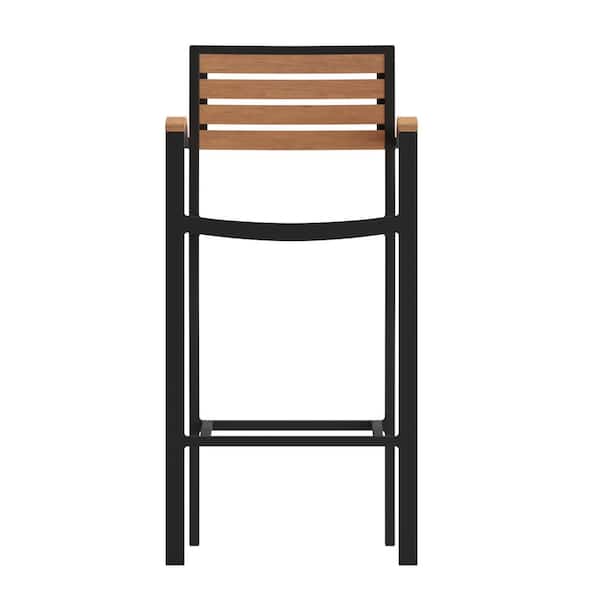 Carnegy Avenue Teak Aluminum Outdoor Bar Stool