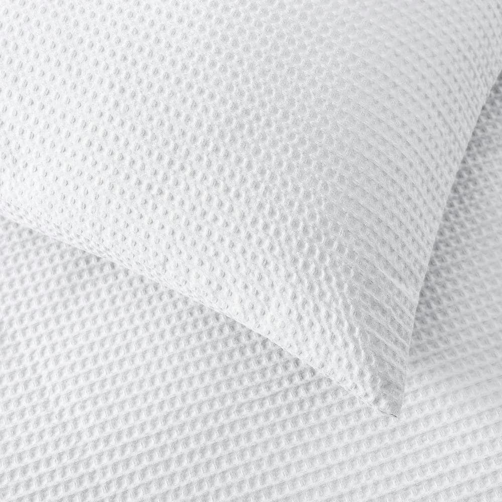 White Cotton Waffle Pique Queen Comforter Set