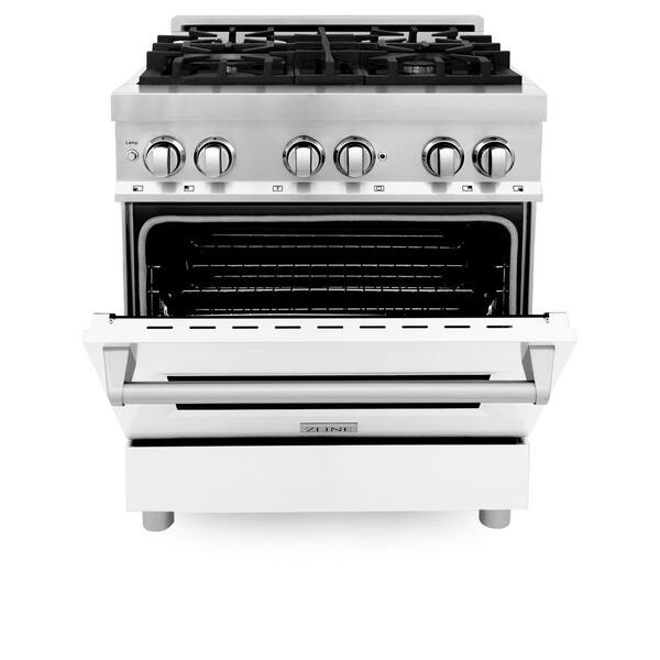 ZLINE Kitchen and Bath 30 in. 4 Burner Dual Fuel Range in Stainless Steel  RA30 - The Home Depot