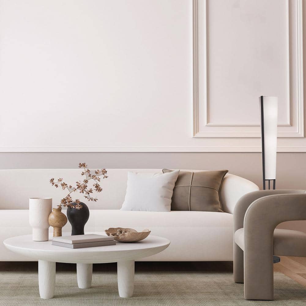 Matte Black Adjustable Modern Floor Lamp with Brown Shade