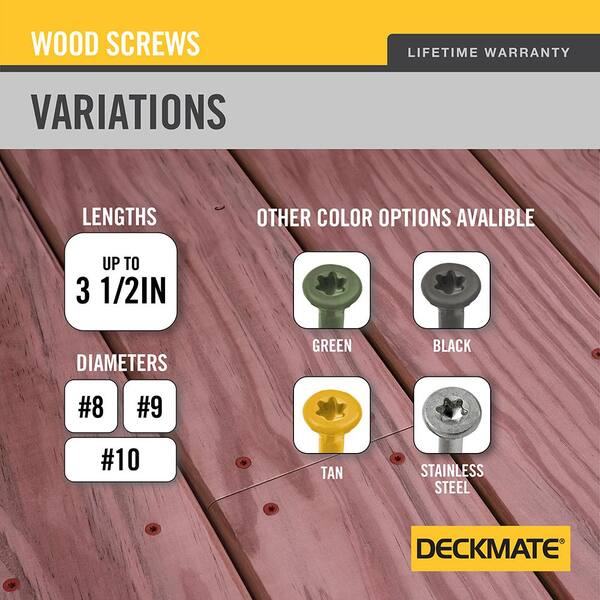 DECKMATE #10 4 in. Red Flat-Head Square Drive Deck Screw Exterior Self-Starting 5 lbs. Box (435-Piece)