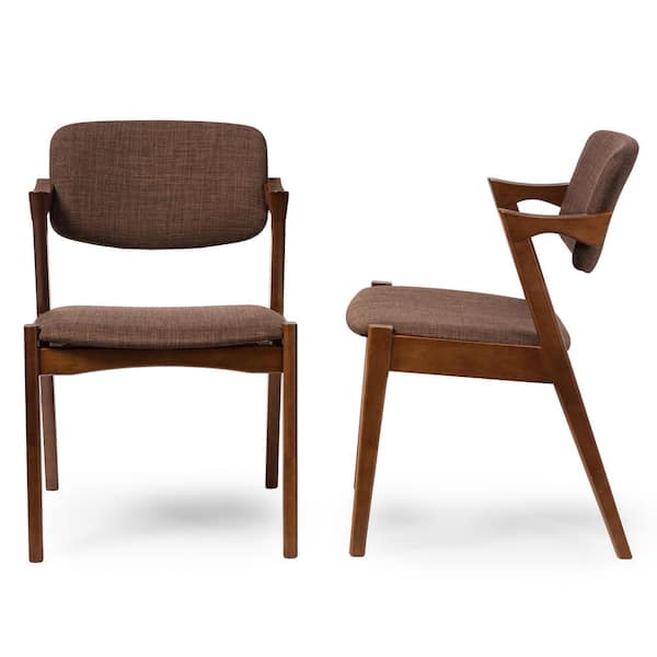 Baxton Studio Elegant Brown Fabric Upholstered Dining Chairs (Set of 2)