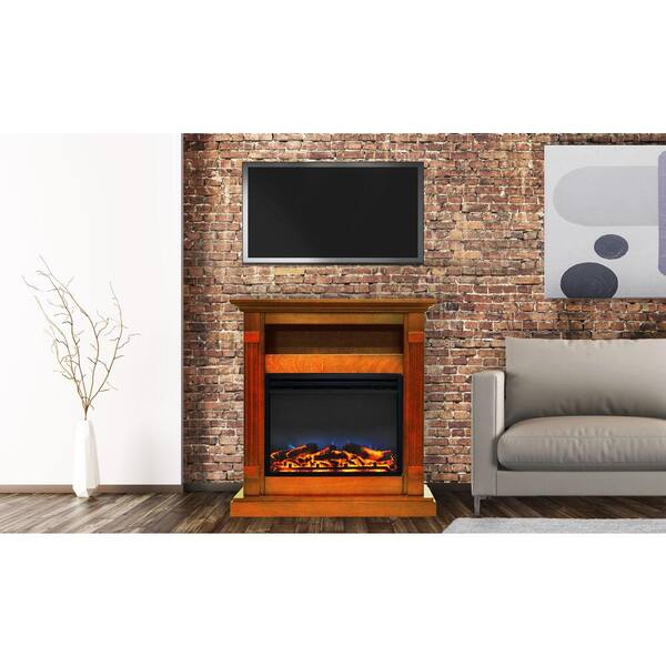 Cambridge Sienna 34 in. Electric Fireplace with Multi-Color LED Insert and Teak  Mantel CAM3437-1TEKLED - The Home Depot