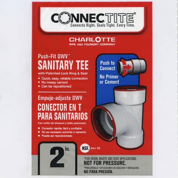 Charlotte Pipe 2 in. x 2 in. x 2 in. ConnecTite PVC DWV Sanitary Tee  CTT004001000HD - The Home Depot