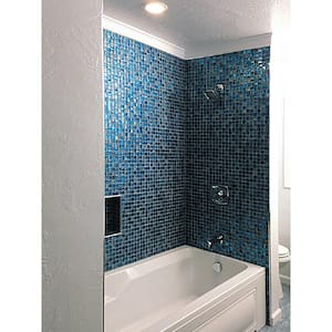 Blue 11.3 in. x 11.3 in. Polished and Matte Finished Glass Mosaic Tile (4.43 sq. ft./Case)