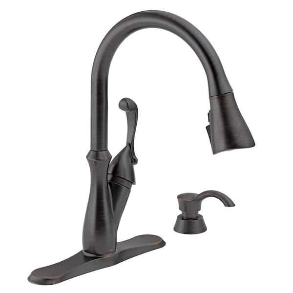 Delta Arabella Single-Handle Pull-Down Sprayer Kitchen Faucet with ShieldSpray Technology in Venetian Bronze