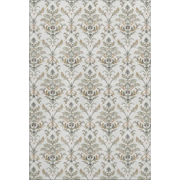 Mayfield Premium Machine Washable Abstract AMF2325 Ivory 3 ft. x 5 ft. Area Rug