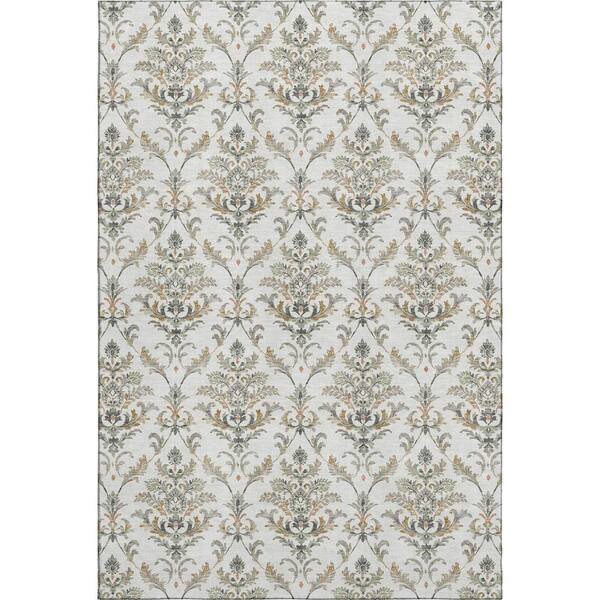 Mayfield Premium Machine Washable Abstract AMF2325 Ivory 9 ft. x 12 ft. Area Rug