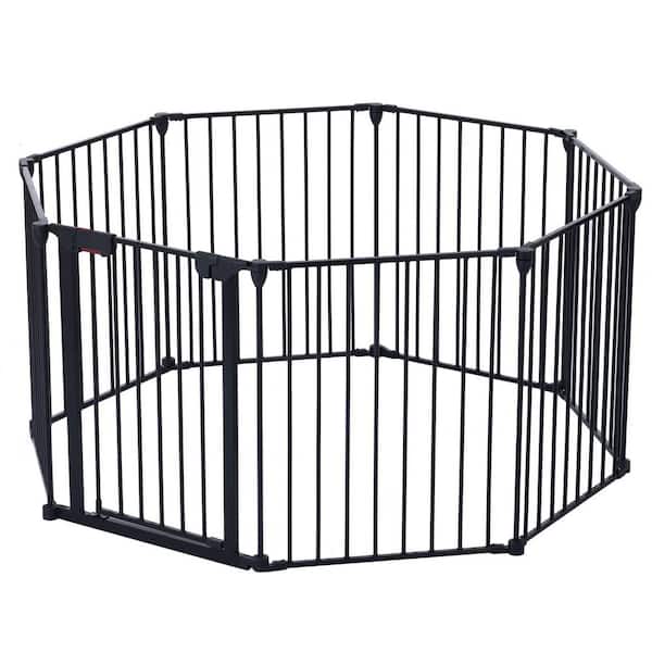 Tidoin 200 in. Adjustable Safety Gate 8 Panels Play Yard Metal Doorways Fireplace Fence