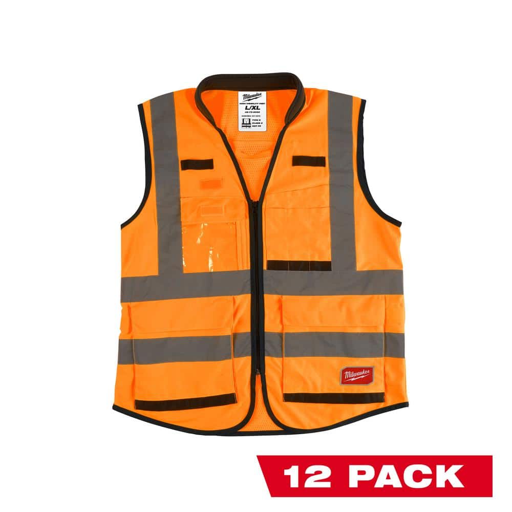 Milwaukee Performance Small/Medium Orange Class 2-High Visibility Safety  Vest with 15 Pockets (12-Pack) 48-73-5051X12 The Home Depot