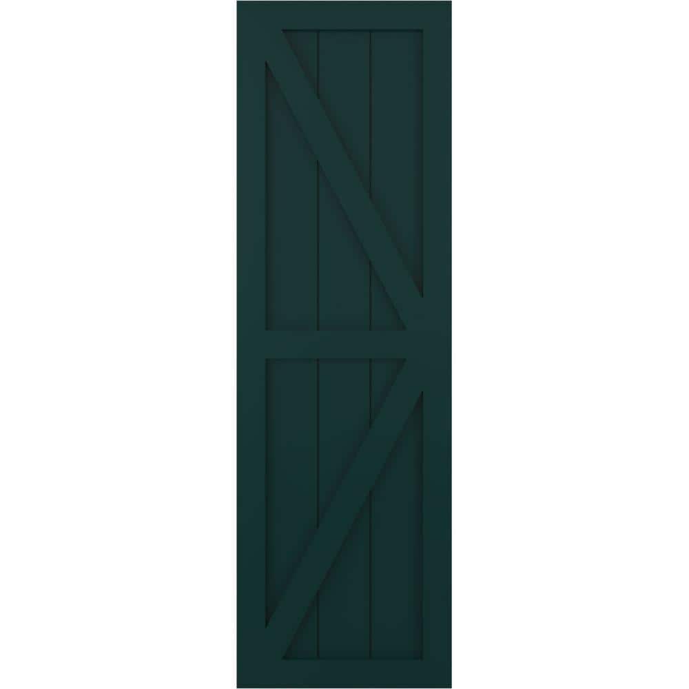 12 in. x 37 in. PVC Two Equal Panel Farmhouse Fixed Mount Board and Batten Shutters with Z-Bar, Thermal Green (Per Pair) price history on PriceWatchPro