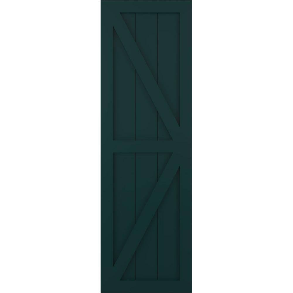 18 in. x 58 in. PVC 2-Equal Panel Farmhouse Fixed Mount Board and Batten Shutters Pair with Z-Bar in Thermal Green price history on PriceWatchPro