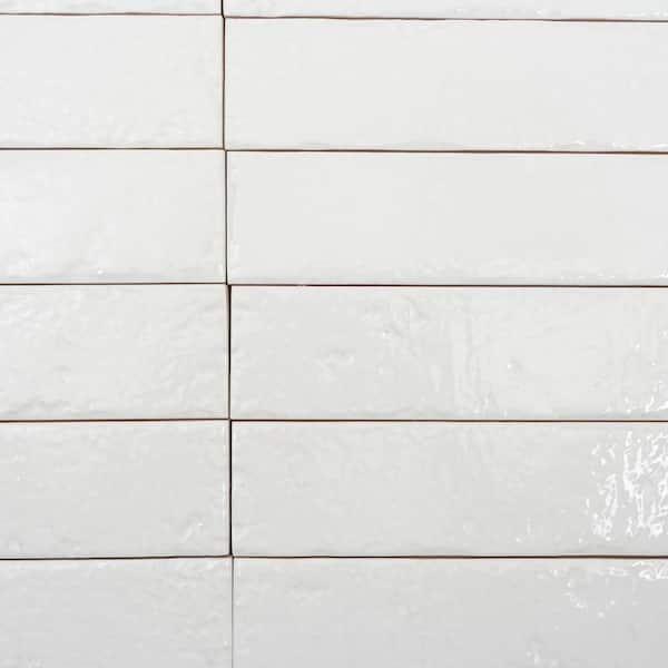 Valenza 2 in. x 16 in. Glossy Soft White Ceramic Zellige Subway Wall Tile (10.76 sq. ft./case)-50 Pack