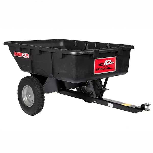 650lbs. 10cu.ft. Tow-Behind Lawn Mower Trailer Dump Cart w/ Compression-Molded Poly Bed for Lawn Tractors and ZTR Mowers