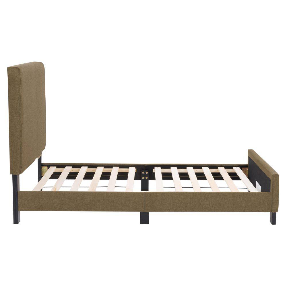 Juniper Twin Clay Brown Fabric Upholstered Bed with Solid Wood Frame